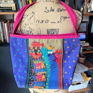 Laurel Burch Multicolor Cat Design Tote